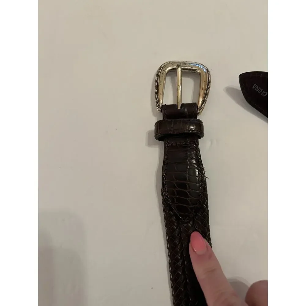 Brighton Genuine Leather Brown Braided‎ Women's Belt w Silver Buckle Size 36